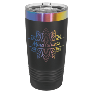 Polar Camel 20 oz. Black/Prism ION-Plated Ringneck Tumbler with Slider Lid