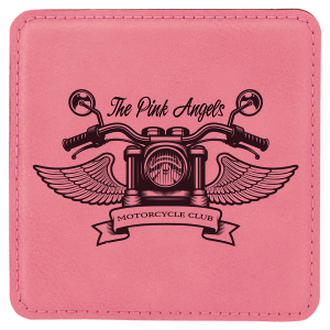 Pink Square Leatherette 6-Coaster Set