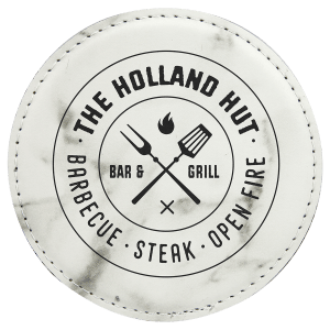 White Marble Round Leatherette Coaster