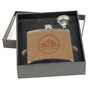 6 oz. Stainless Steel Leather Flask Set with Funnel