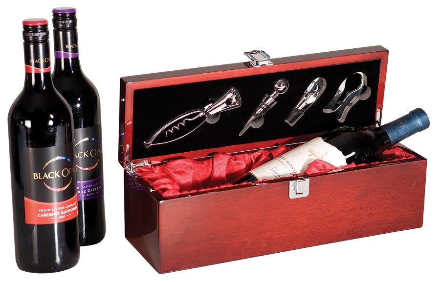Rosewood Piano Finish Single Wine Presentation Box with 'Tools