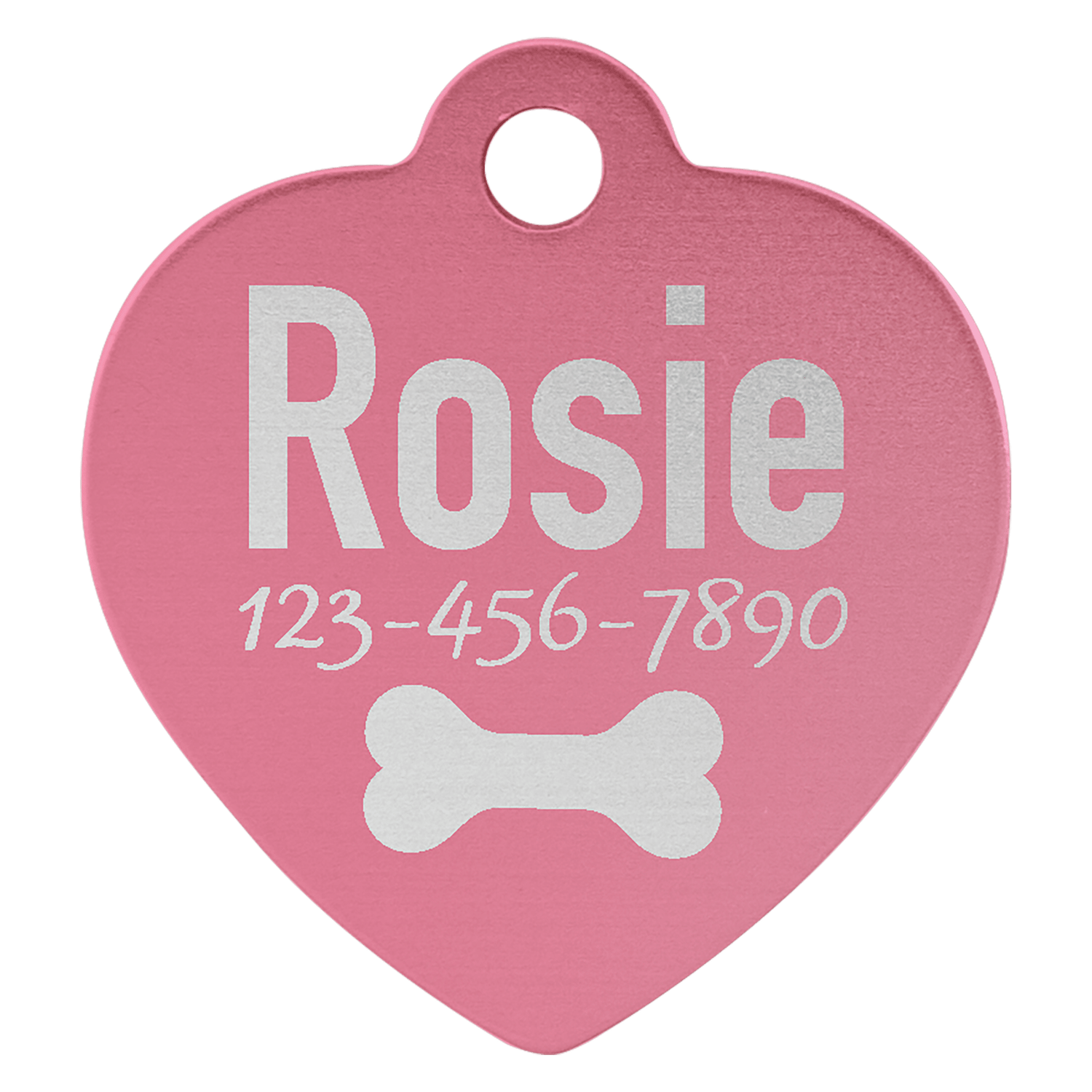 Pink Anodized Aluminum Heart Pet Tag