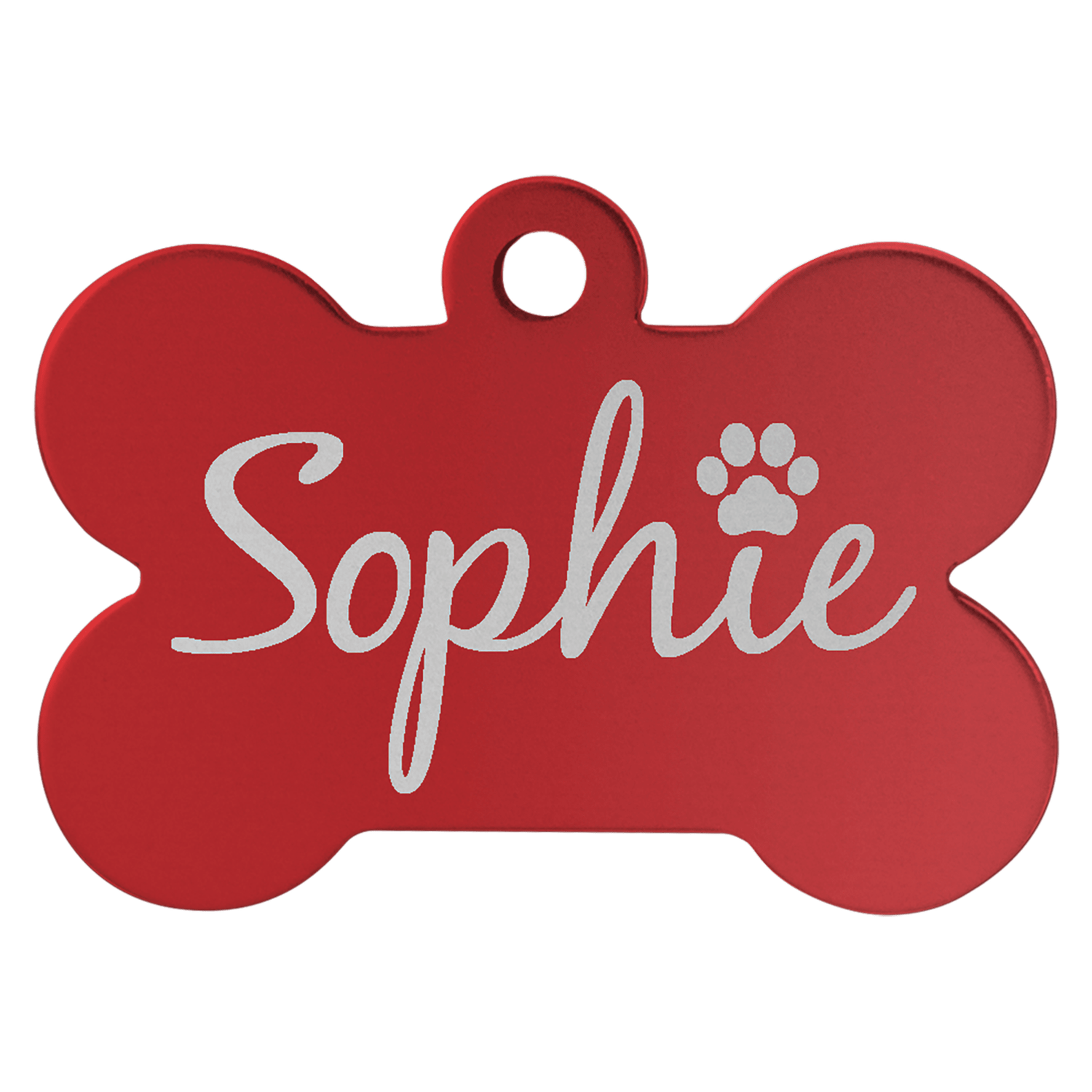 Red Anodized Aluminum Bone Pet Tag