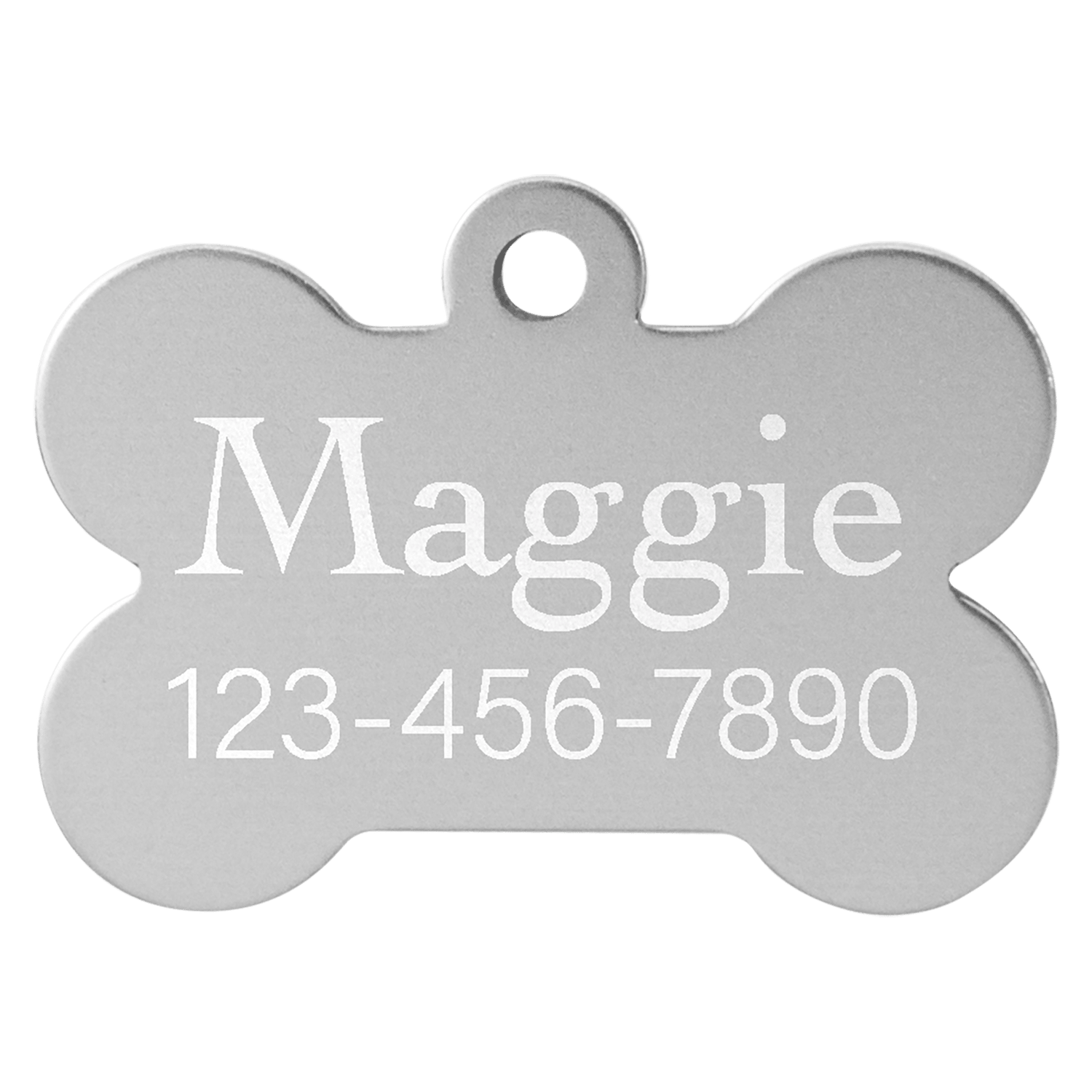 Silver Anodized Aluminum Bone Pet Tag