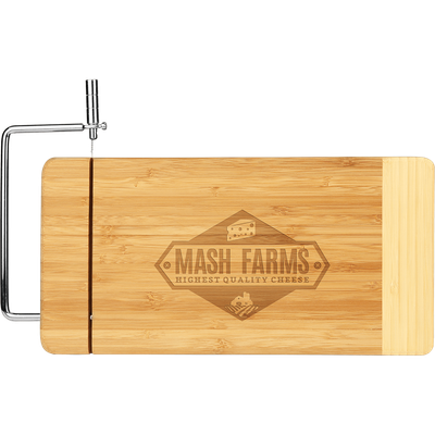 Two-Tone Bamboo Cutting Board with Metal Cheese Cutter