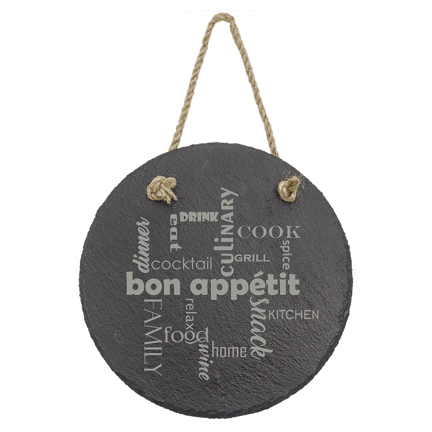 Round Slate Decor with Hanging String