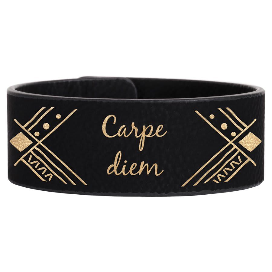 Black/Gold Leatherette Cuff Bracelet