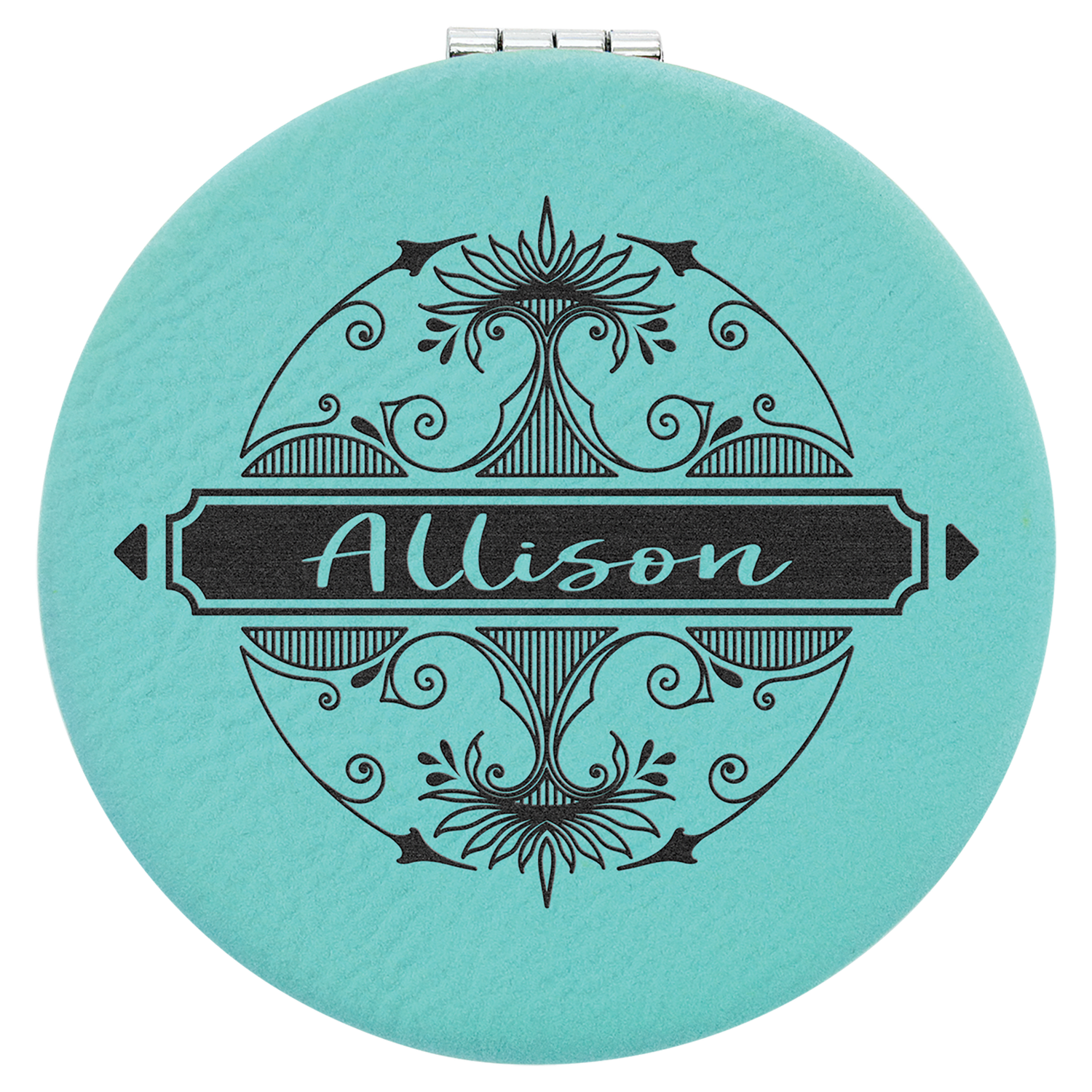 Teal Leatherette Compact Mirror