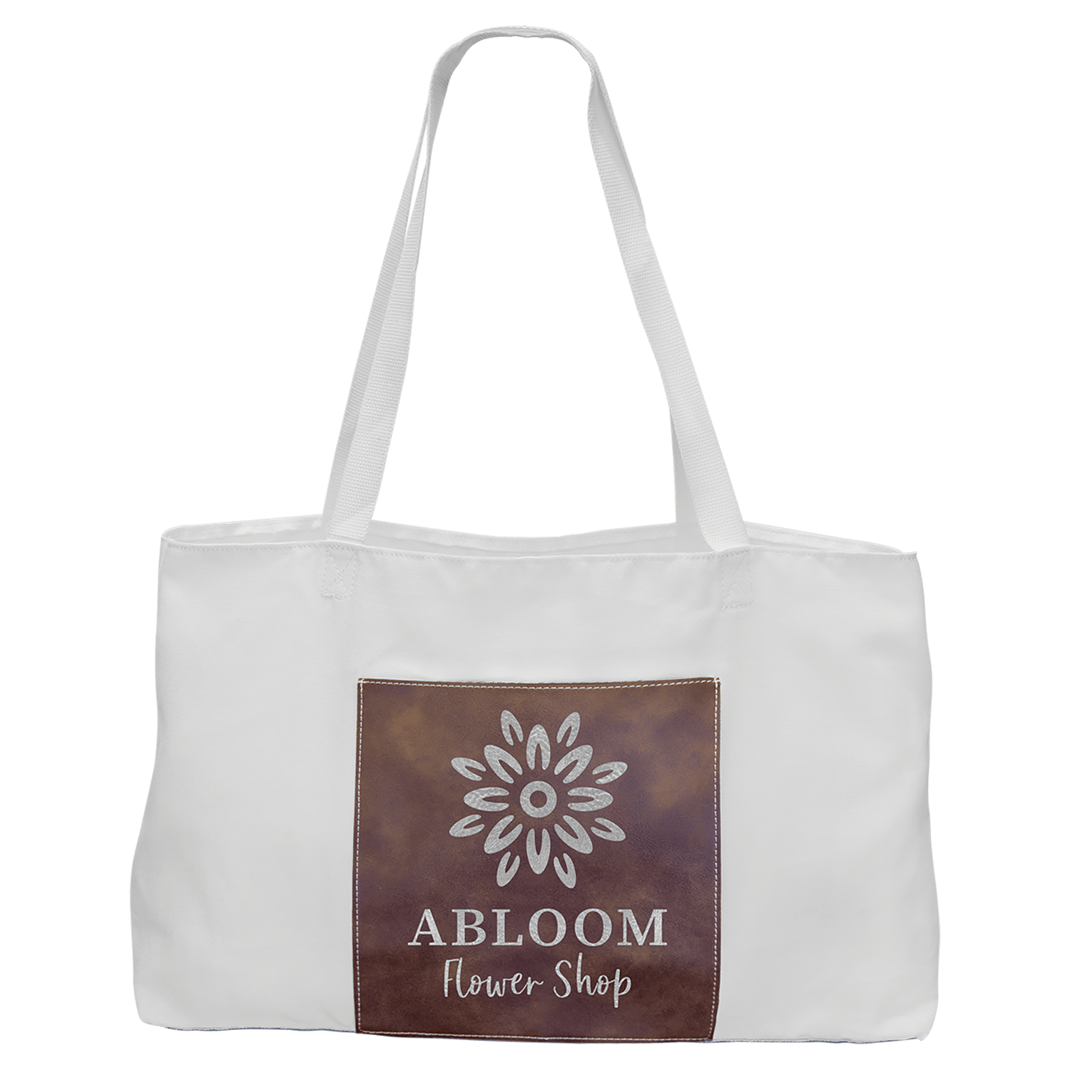 Rustic/Silver Leatherette and Canvas Tote Bag
