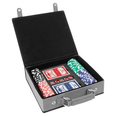 Gray Leatherette Poker Set
