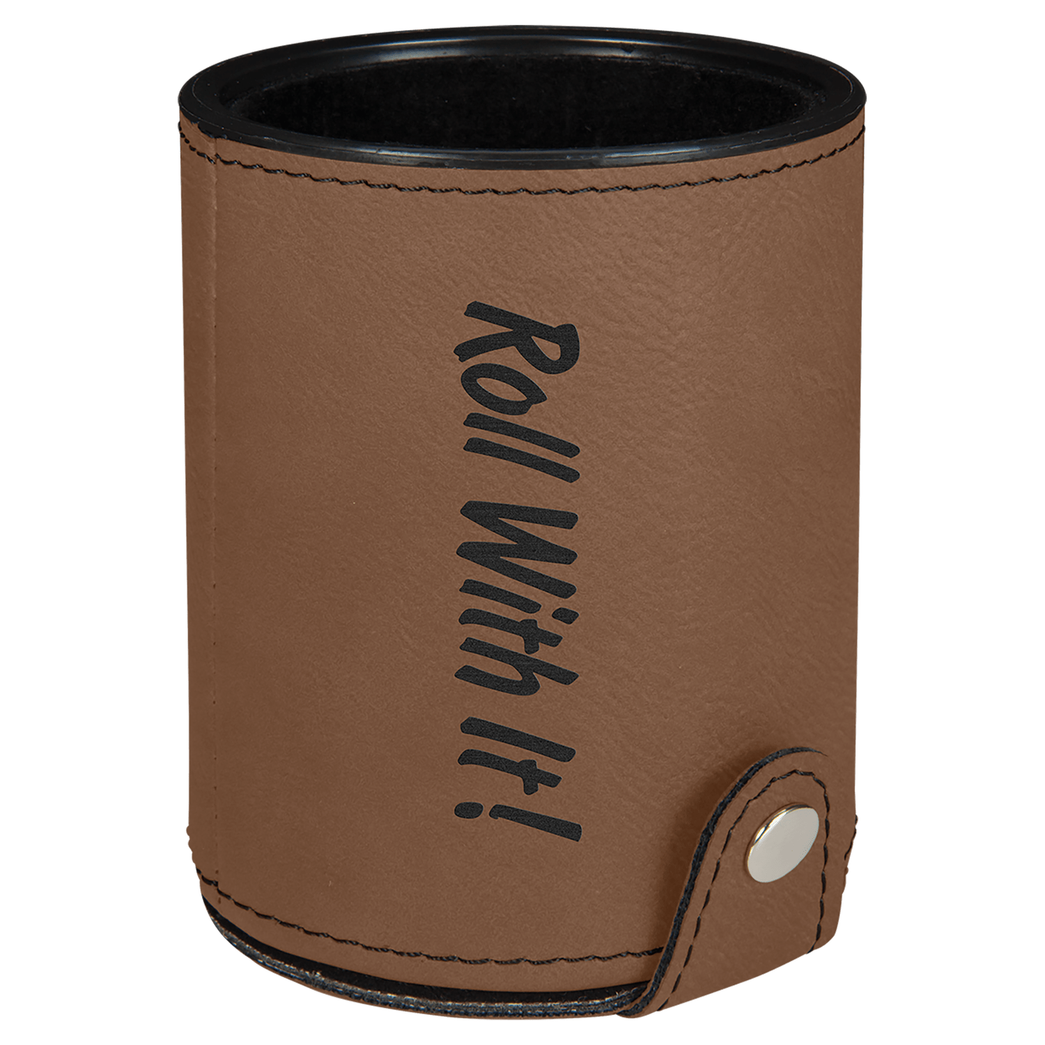Dark Brown Leatherette Dice Cup Set