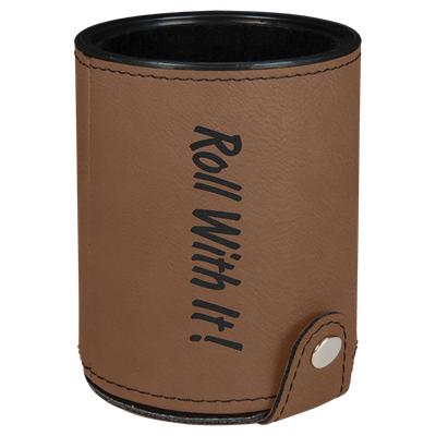 Dark Brown Leatherette Dice Cup Set