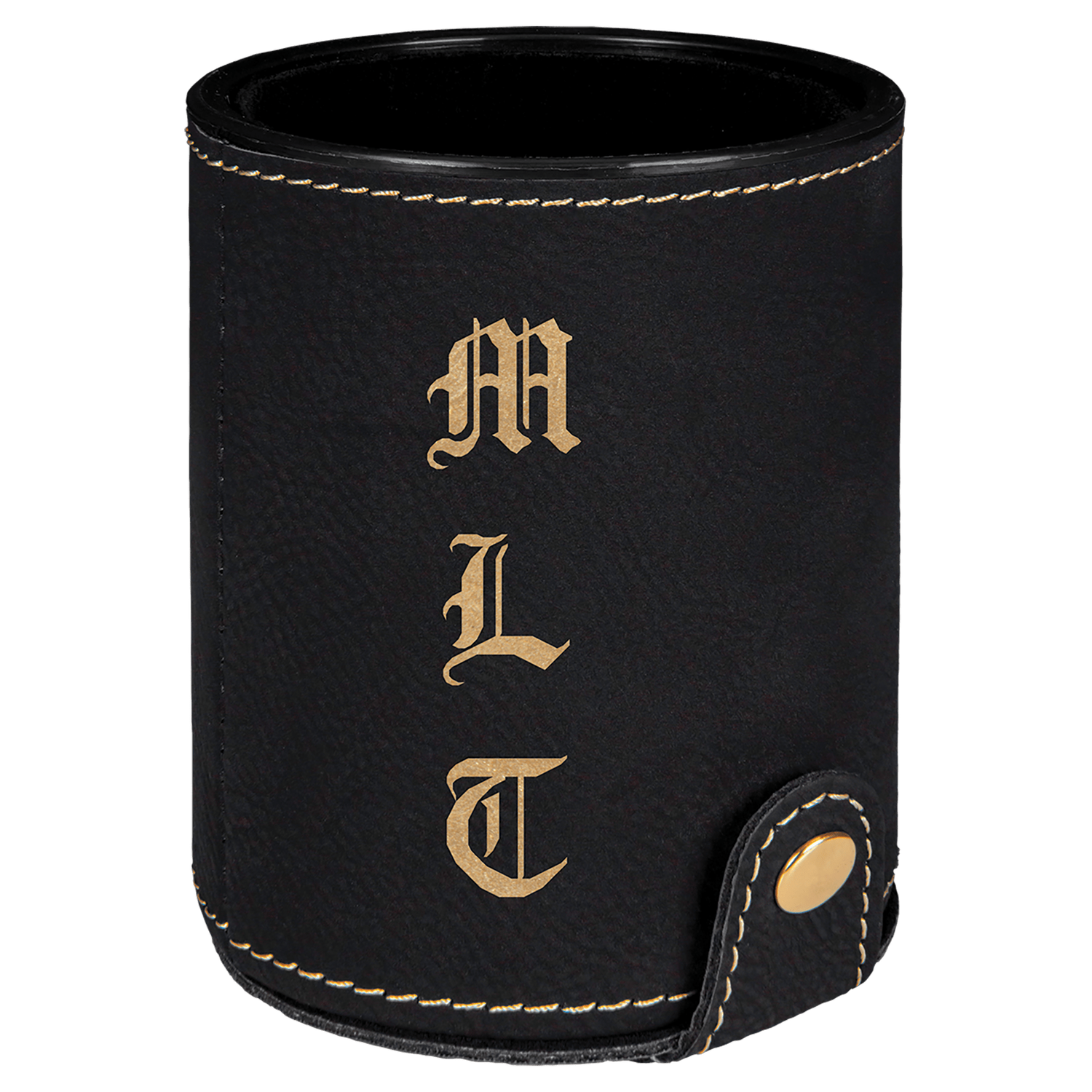 Black/Gold Leatherette Dice Cup Set