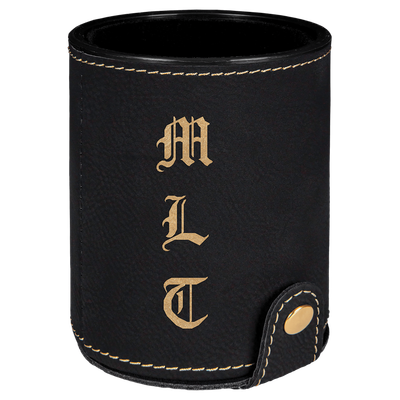 Black/Gold Leatherette Dice Cup Set