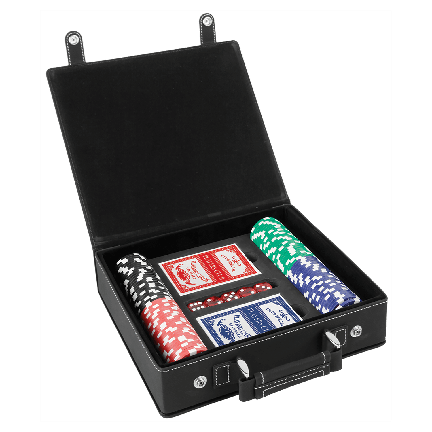 Black/Silver Leatherette Poker Set