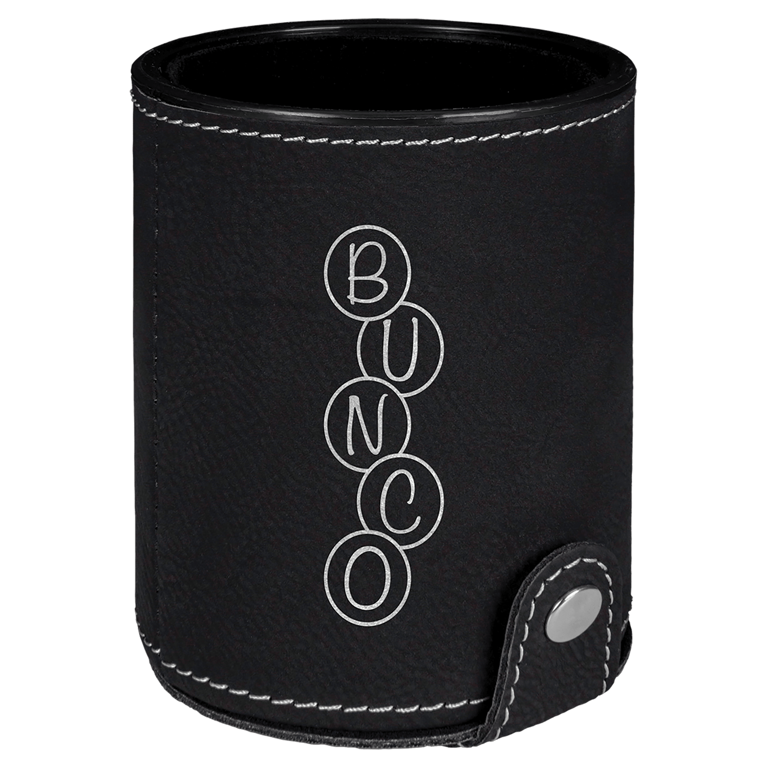 Black/Silver Leatherette Dice Cup Set