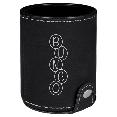 Black/Silver Leatherette Dice Cup Set