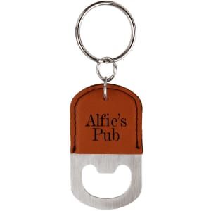 Rawhide Leatherette Oval Bottle Opener Keychain