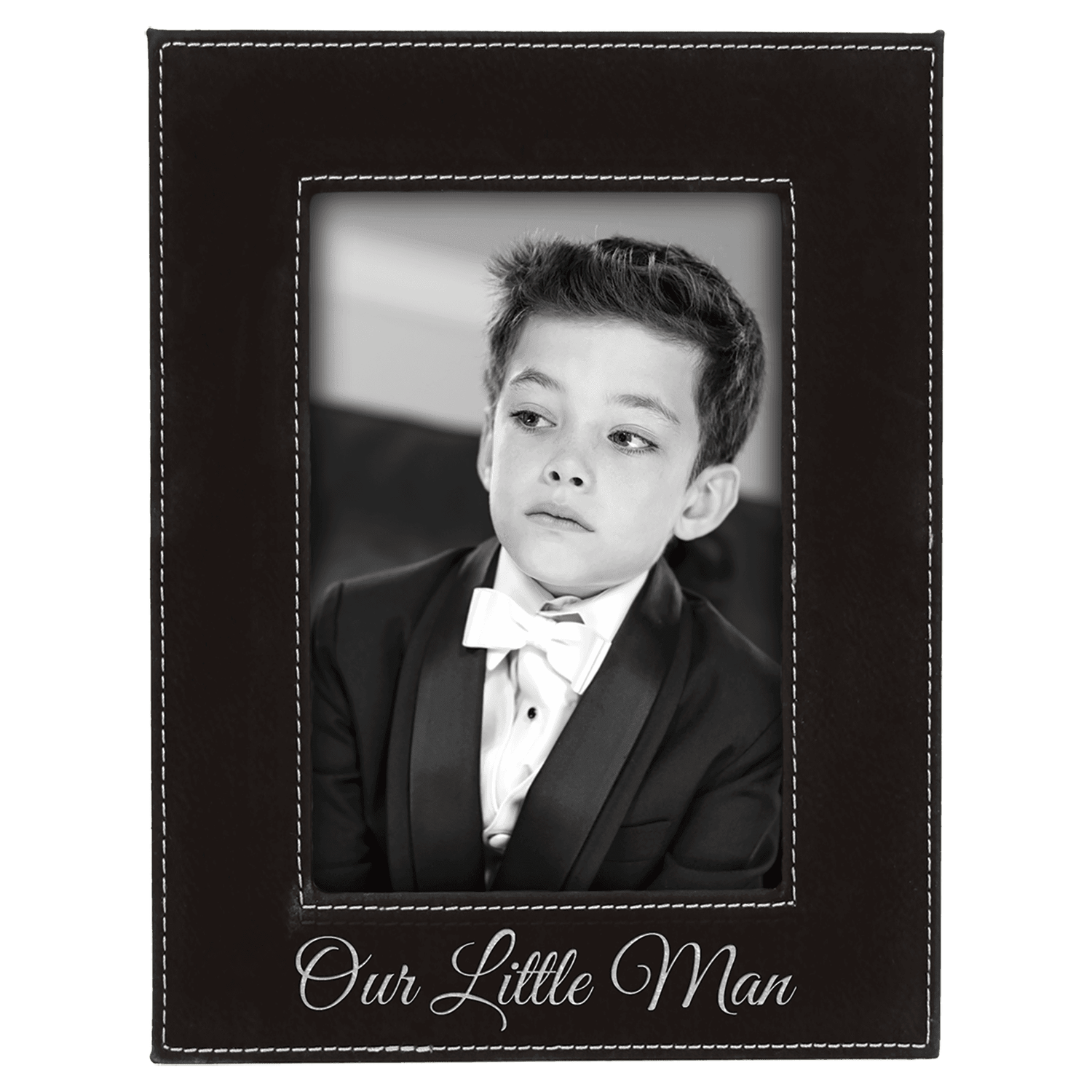 Black/Silver Leatherette Photo Frame