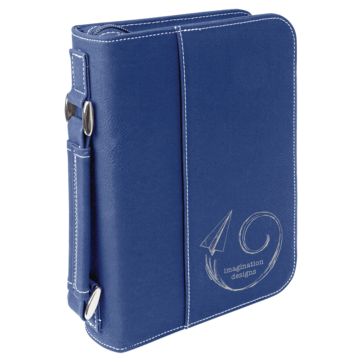 Blue/Silver Leatherette Book/Bible Cover with Zipper