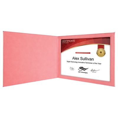 Pink Leatherette Certificate Holders