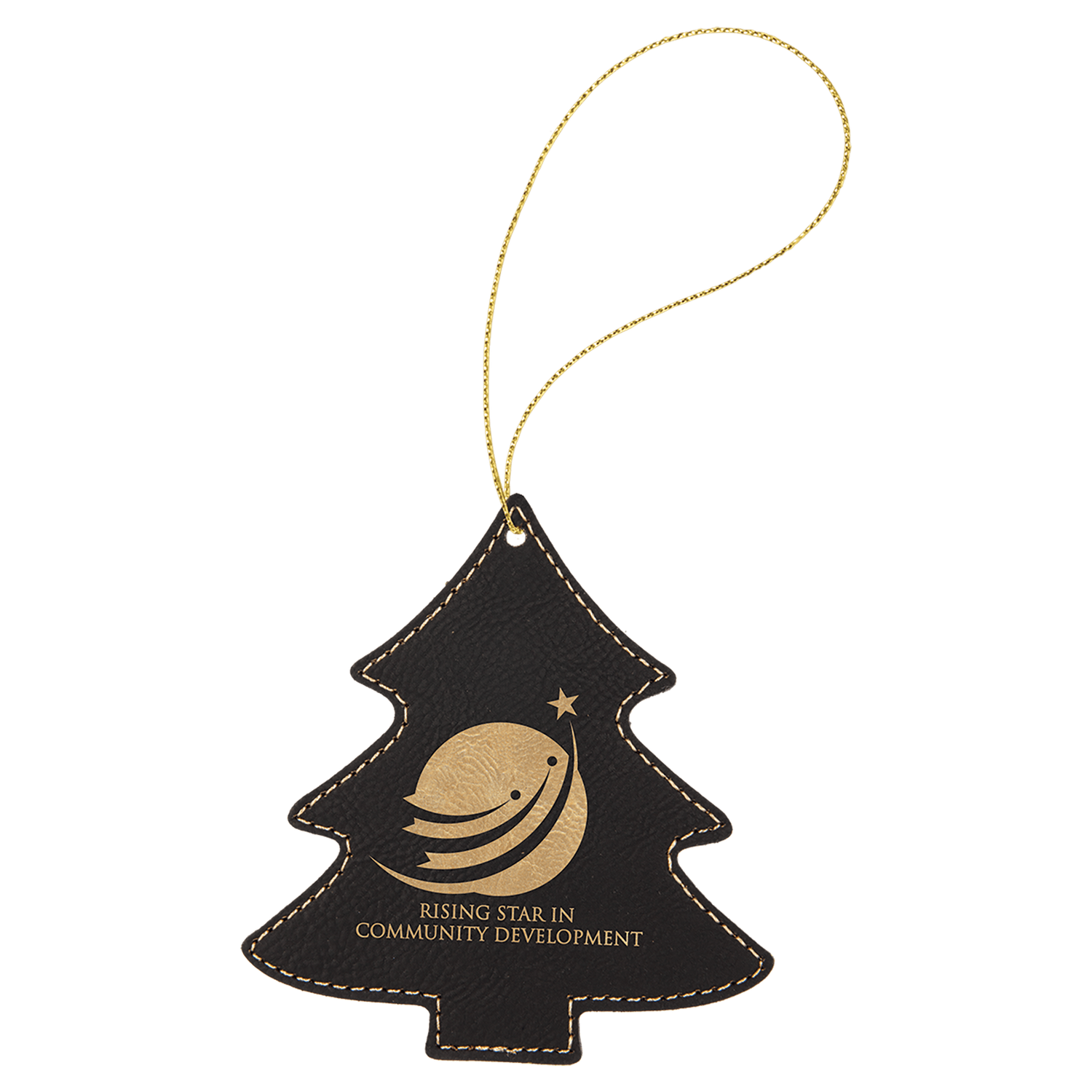 Black/Gold Leatherette Tree Ornament