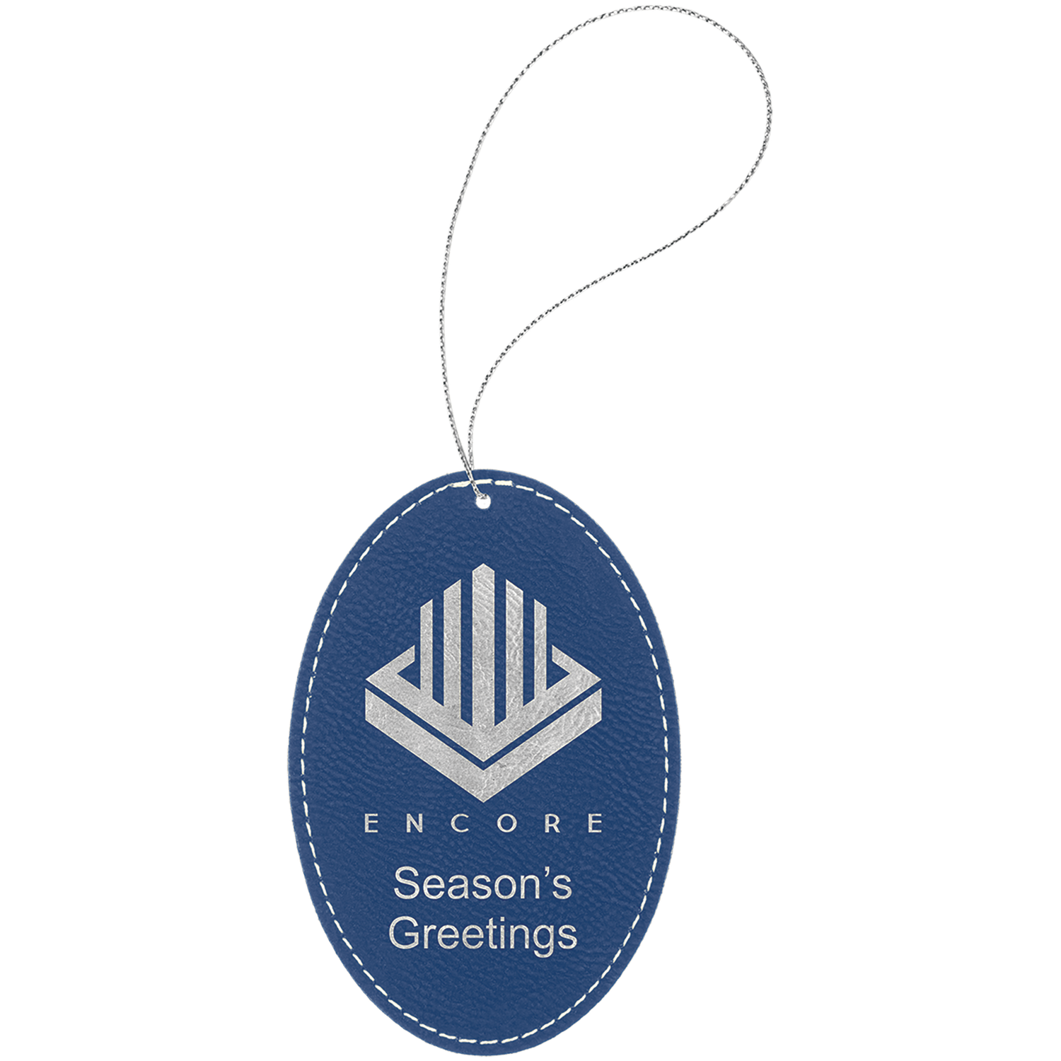 Blue/Silver Leatherette Oval Ornament