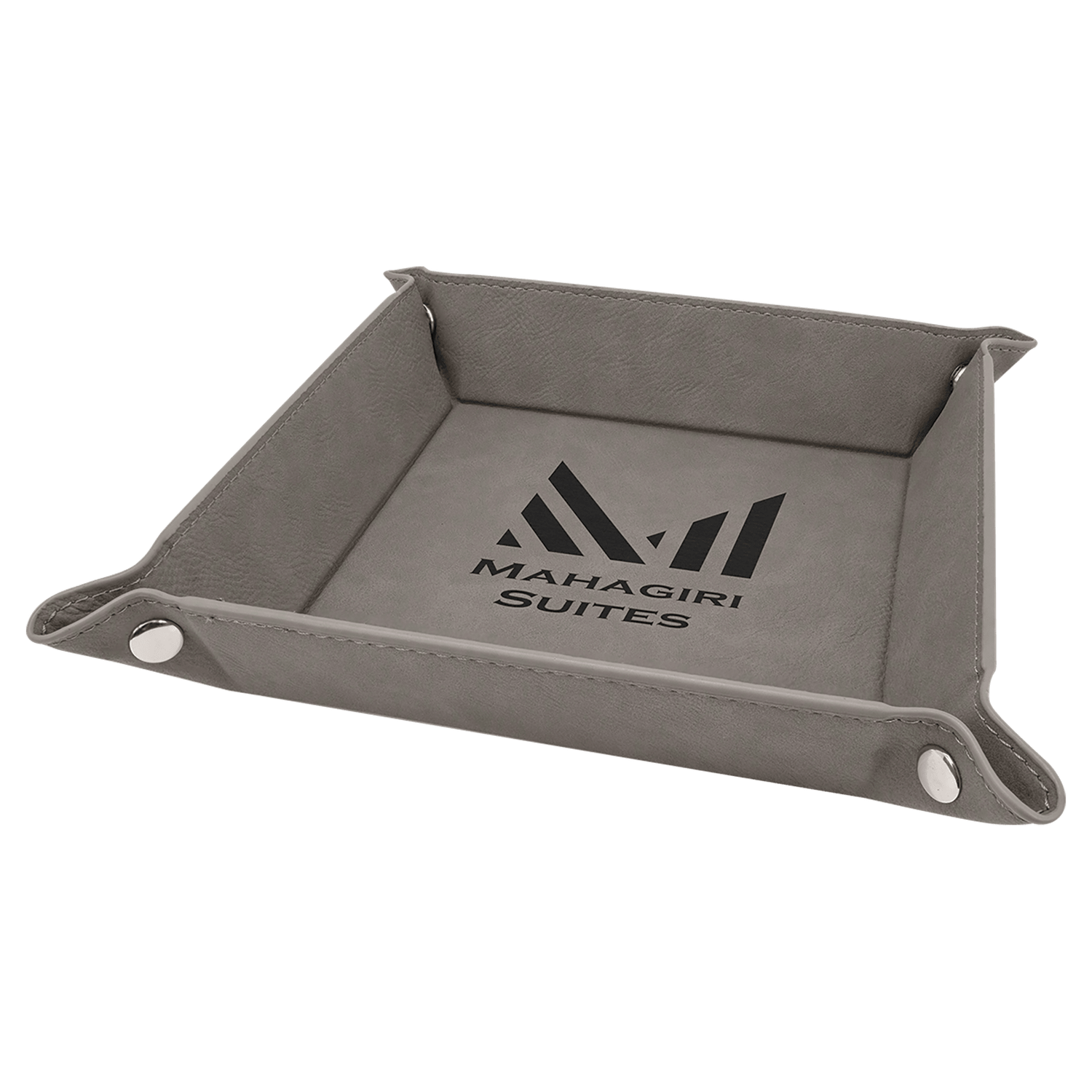 Gray Leatherette Snap Up Tray