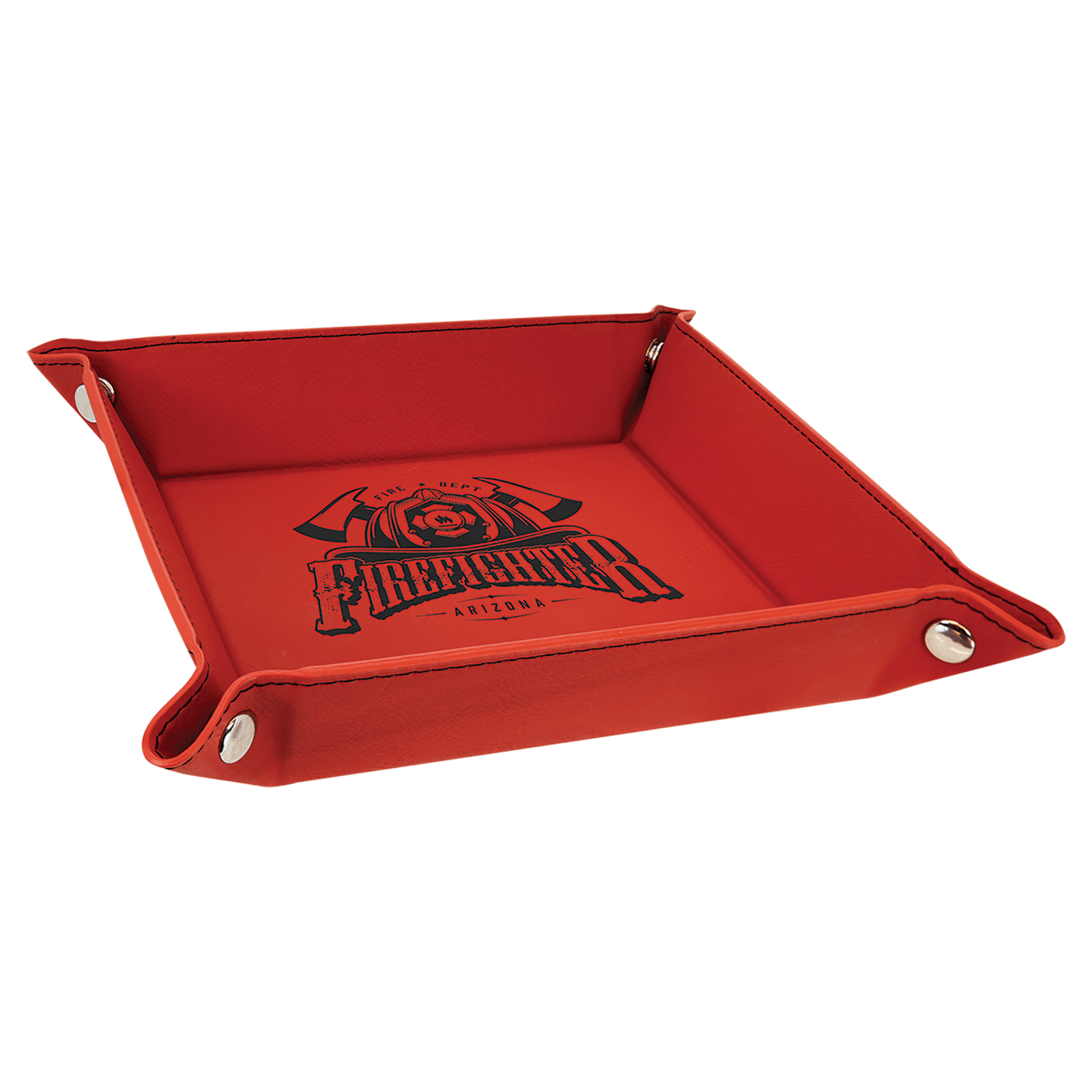 Red Leatherette Snap Up Tray