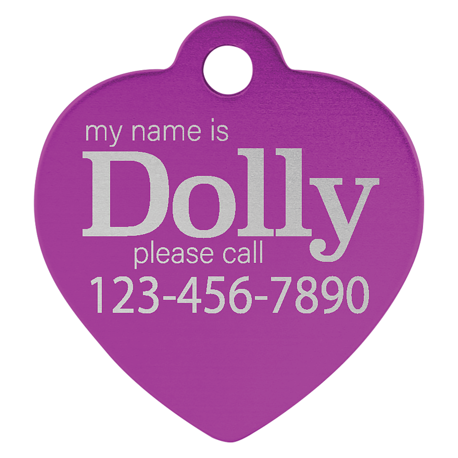 Purple Anodized Aluminum Heart Pet Tag