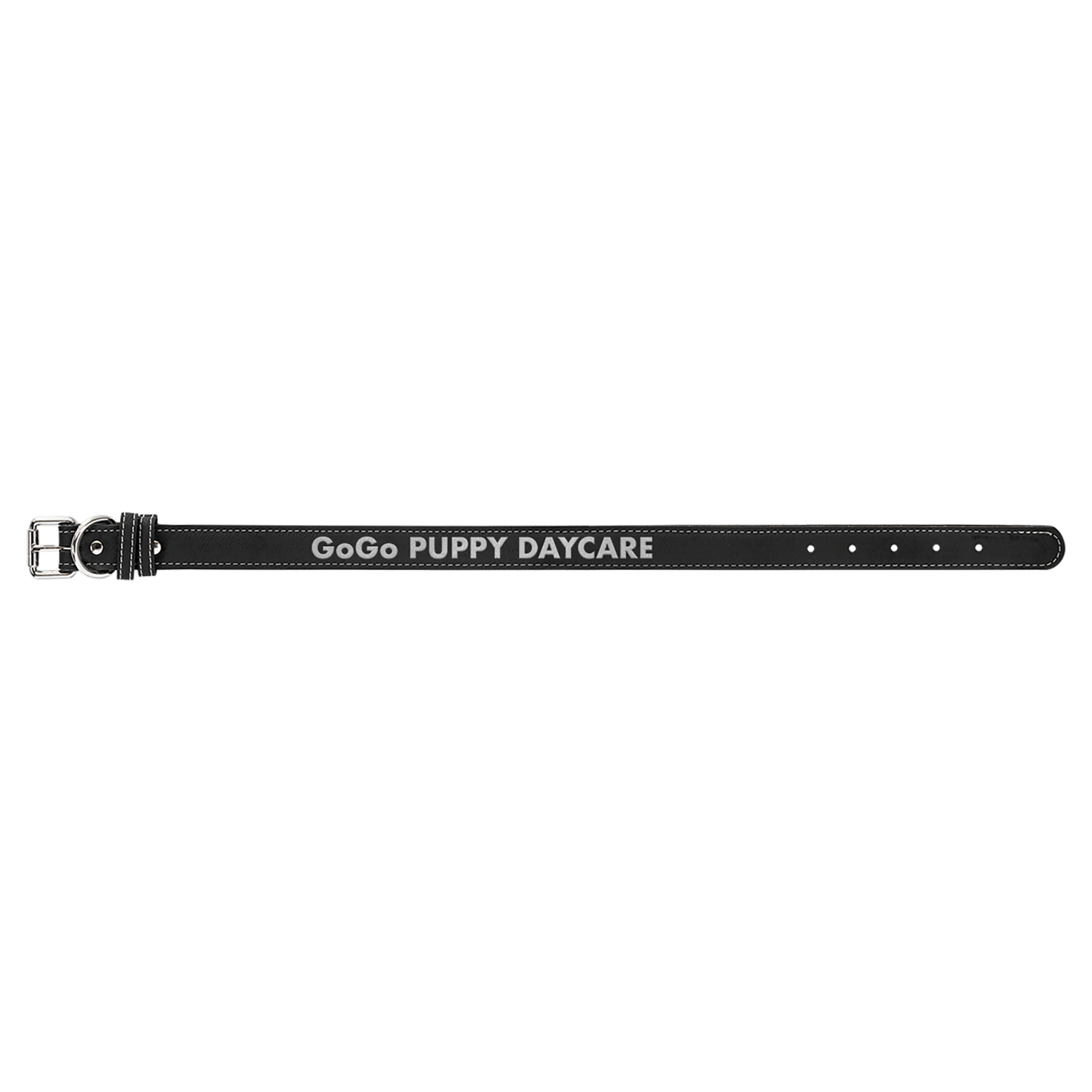 Black/Silver Large Leatherette Dog Collar
