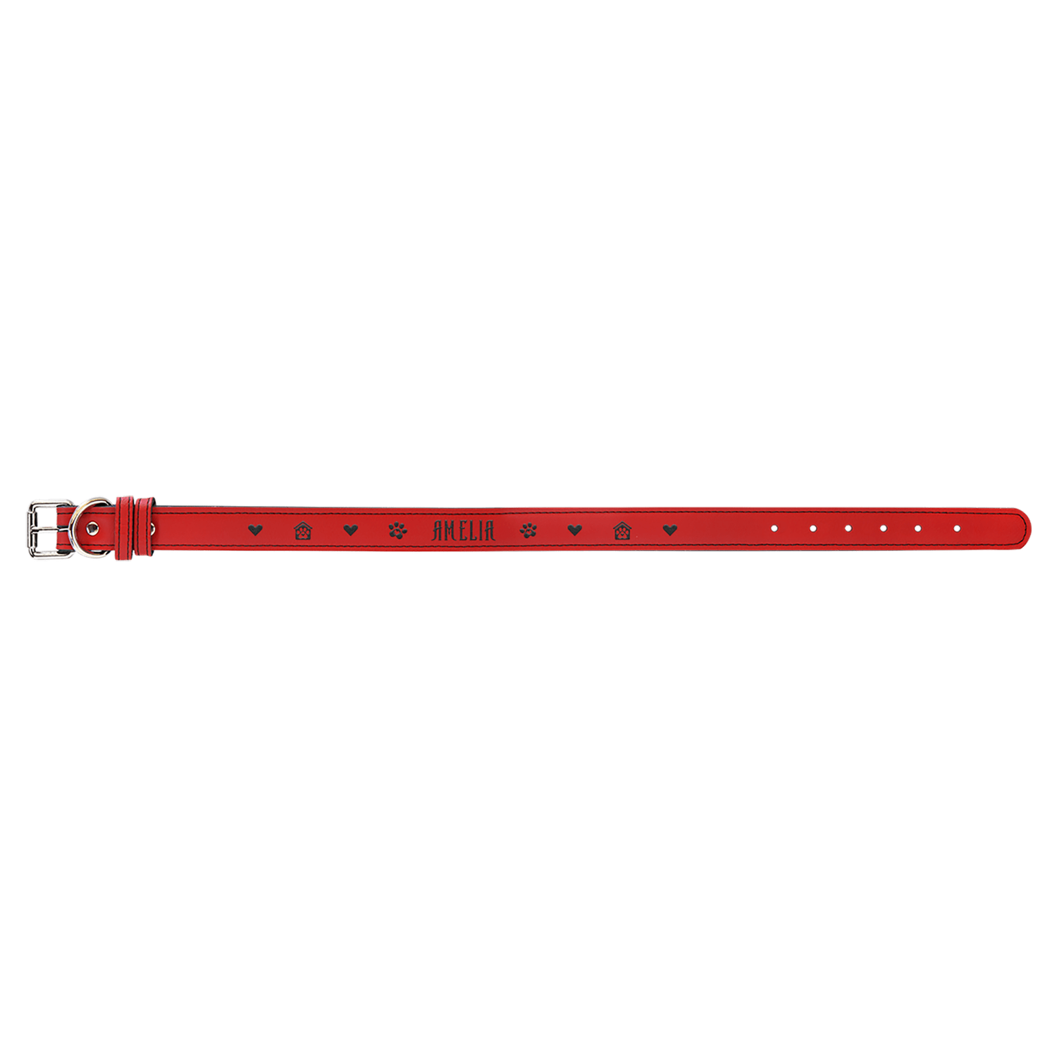Red Extra Large Leatherette Dog Collar