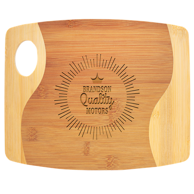 Two-Tone Bamboo Cutting Board with Handle