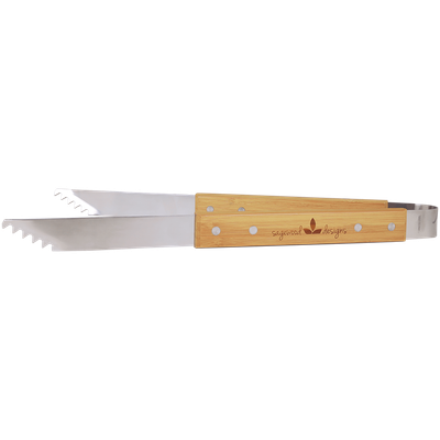 Stainless Steel BBQ Tongs with Bamboo Handle