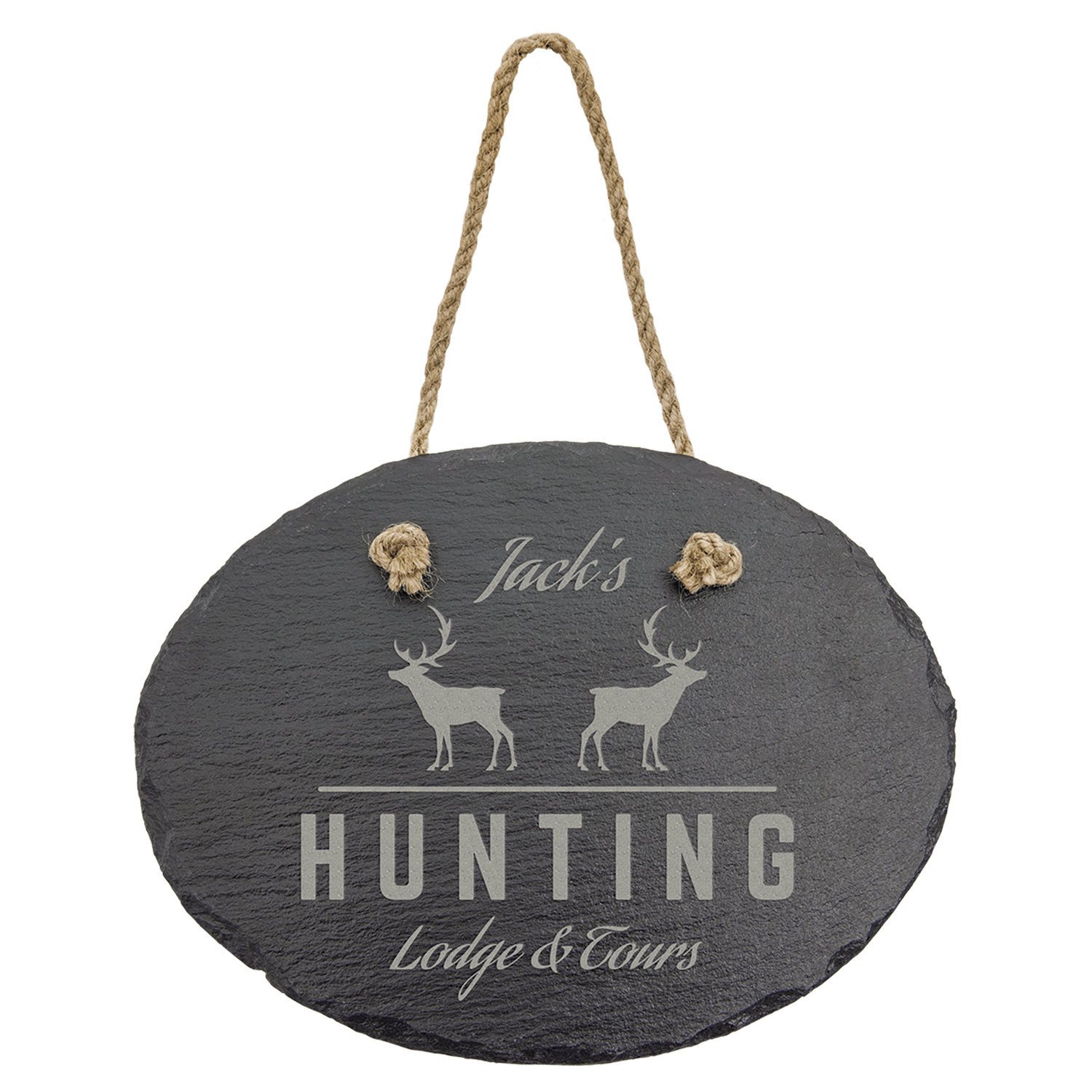 Oval Slate Decor with Hanging String