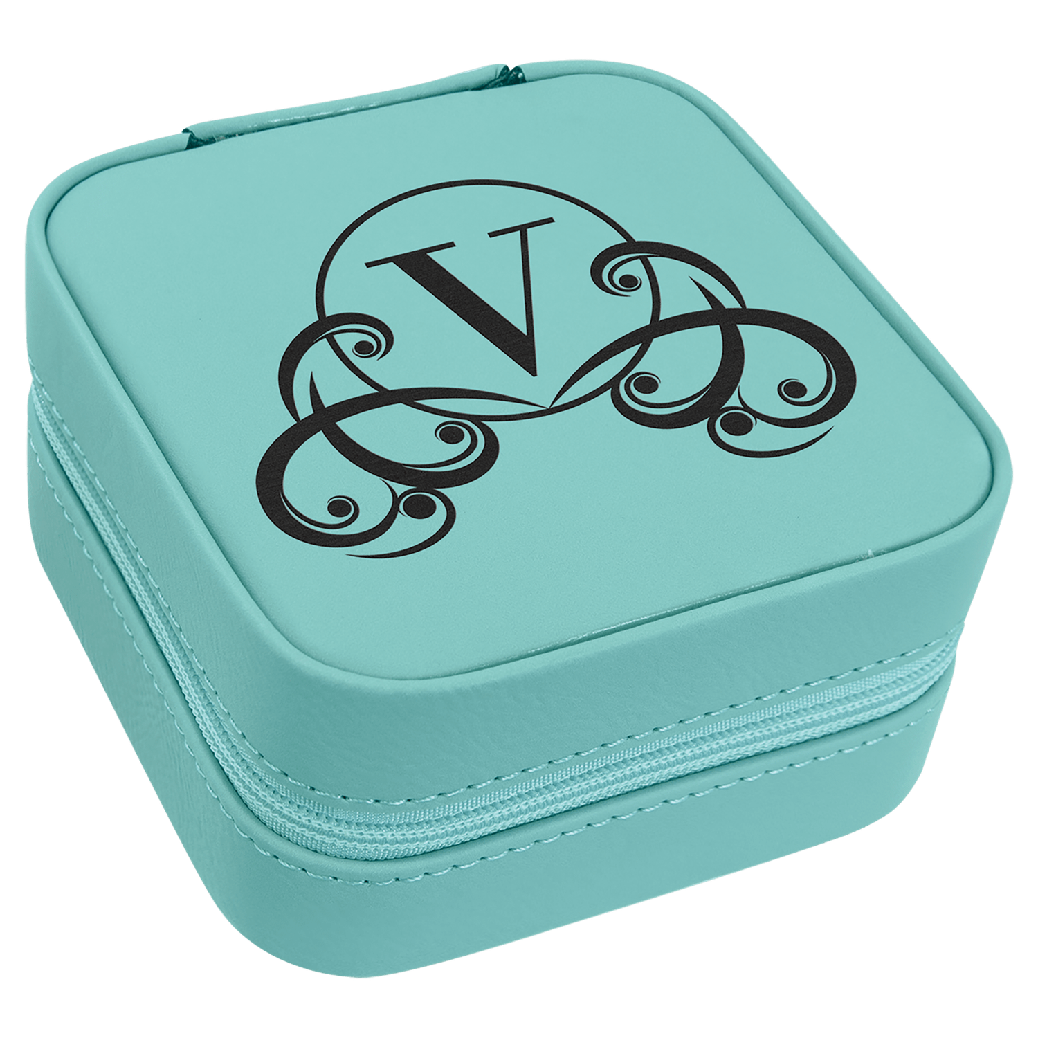 Teal Leatherette Travel Jewelry Box