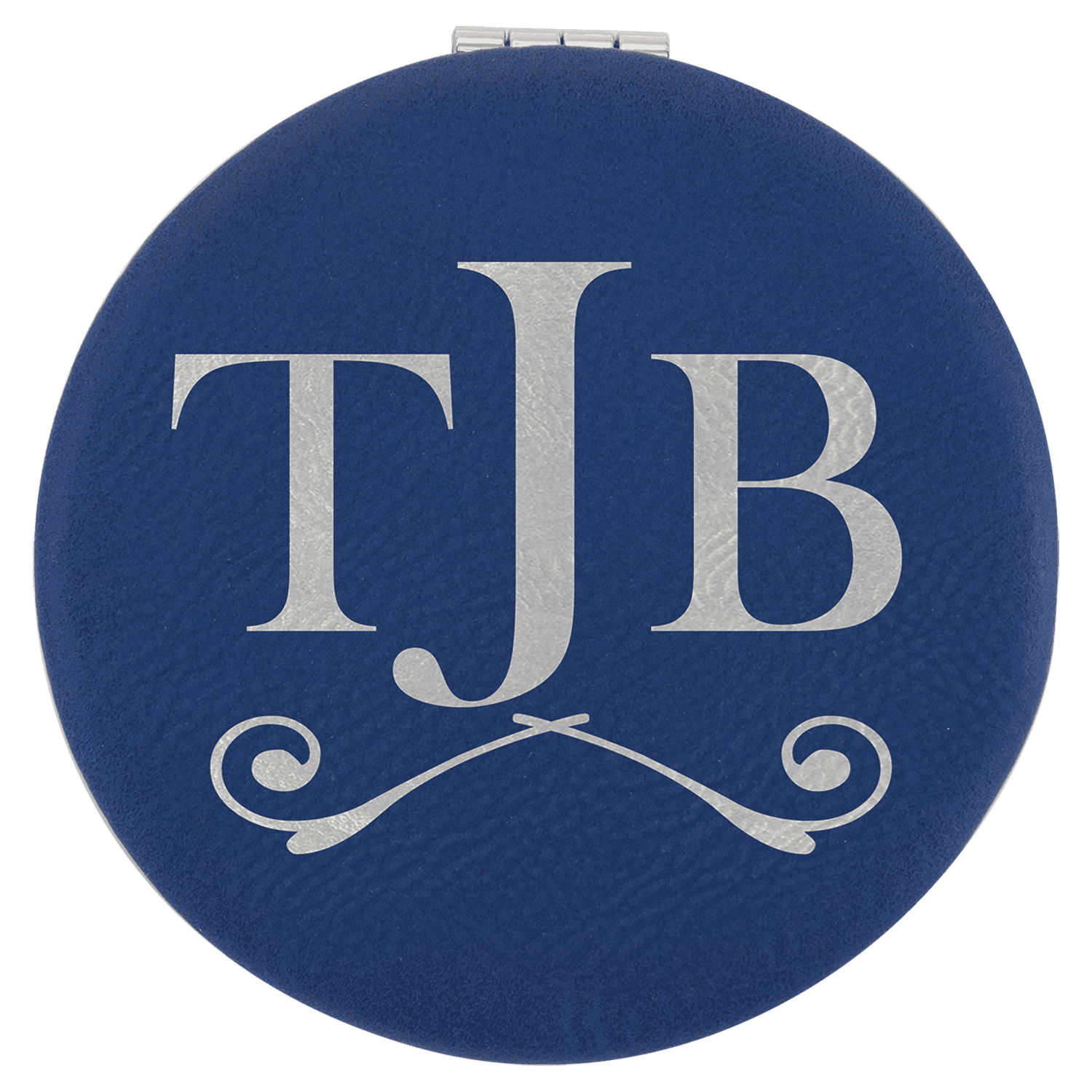 Blue/Silver Leatherette Compact Mirror