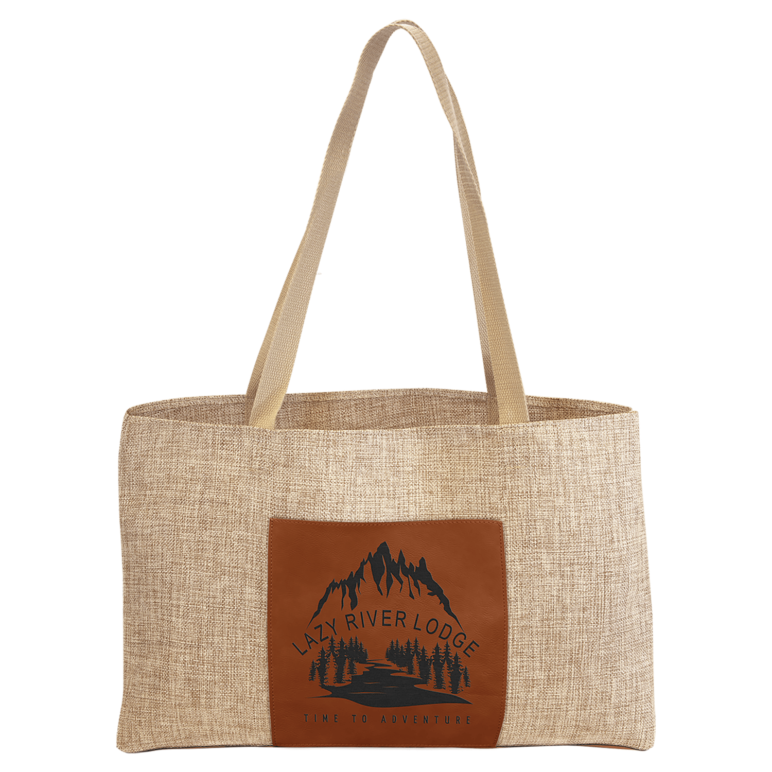 Rawhide Leatherette and Burlap Tote Bag