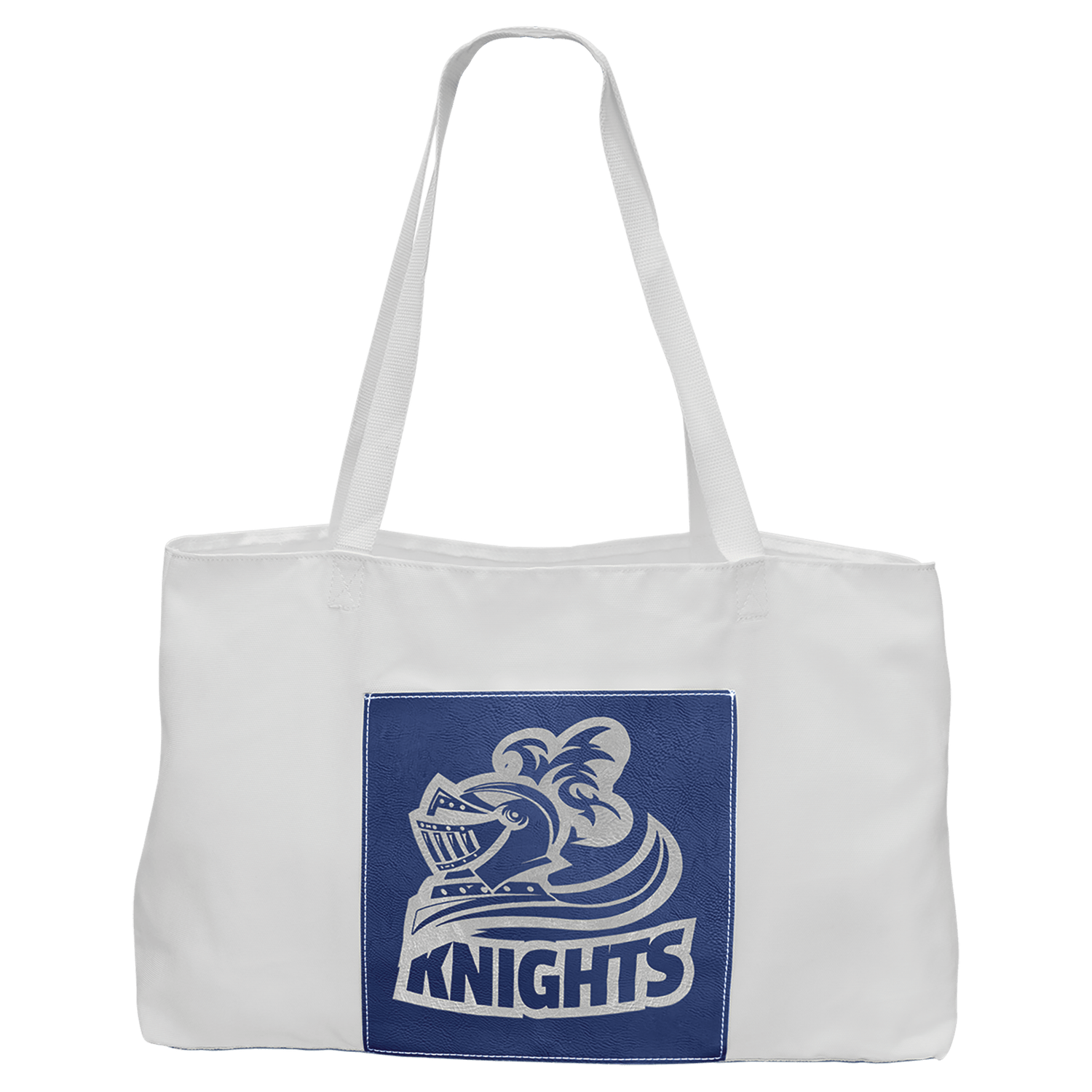 Blue/Silver Leatherette and Canvas Tote Bag