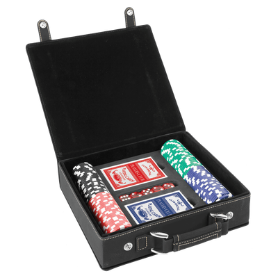 Black/Gold Leatherette Poker Set