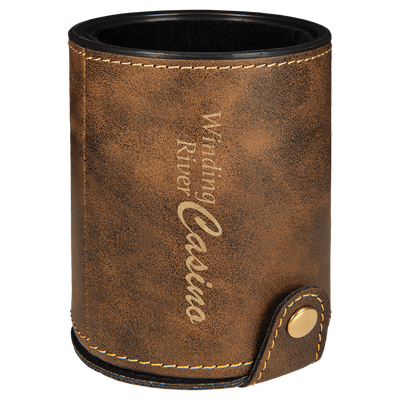 Rustic/Gold Leatherette Dice Cup Set