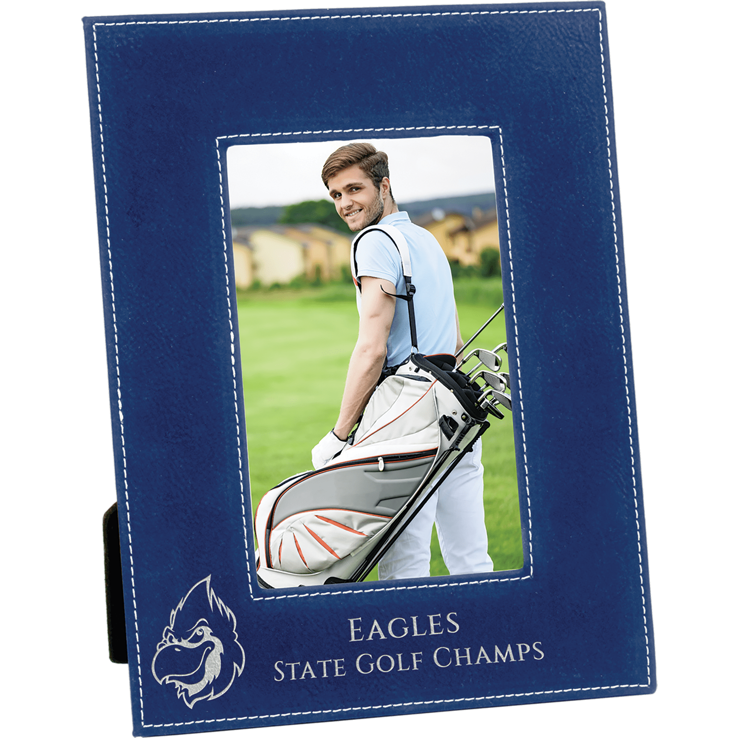 Blue/Silver Leatherette Photo Frame