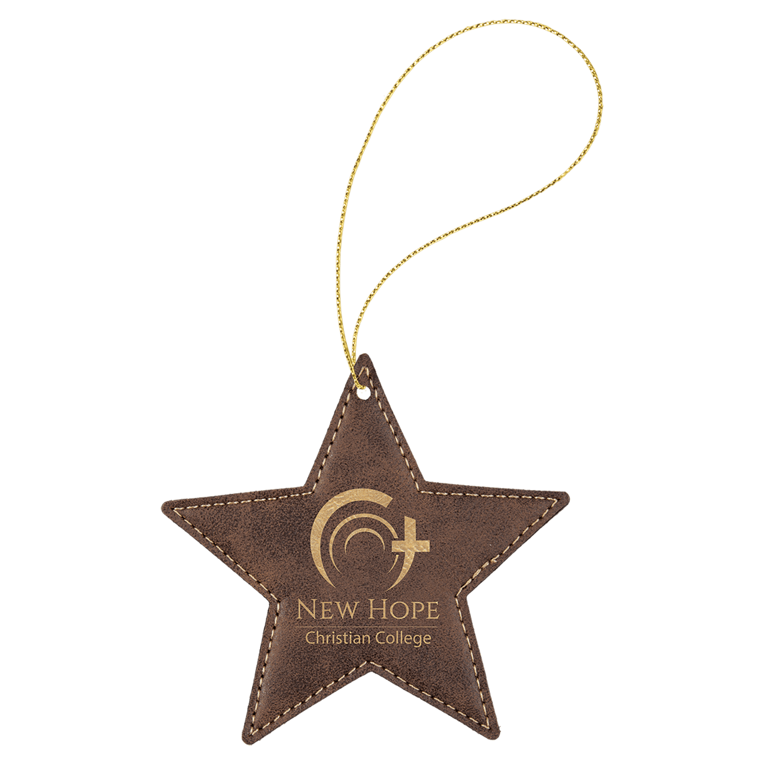 Rustic/Gold Leatherette Star Ornament