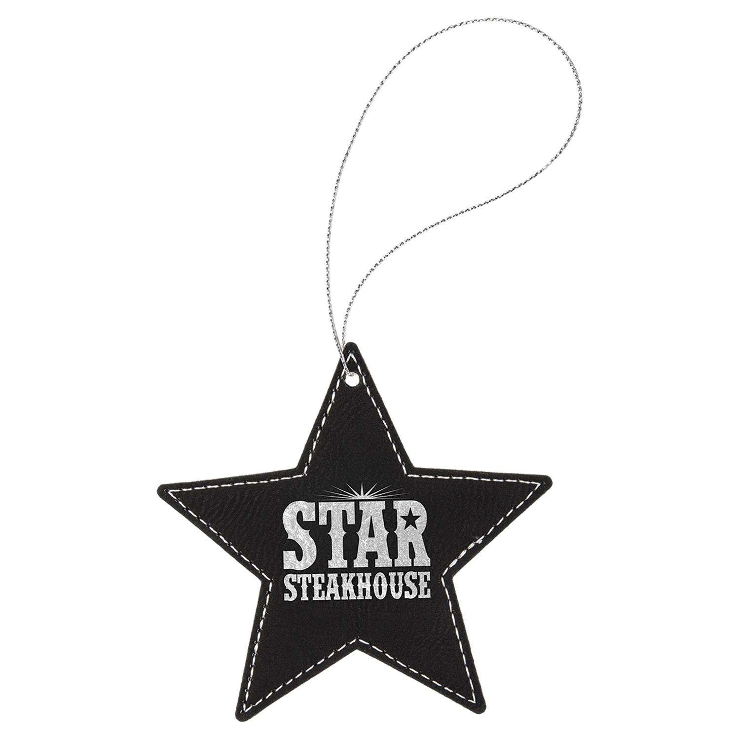 Black/Silver Leatherette Star Ornament