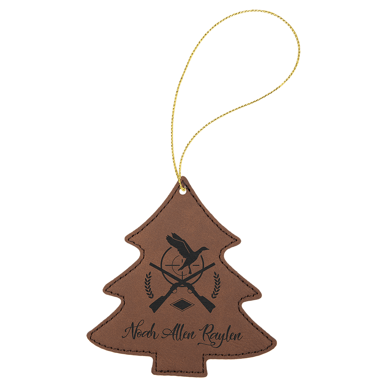 Dark Brown Leatherette Tree Ornament