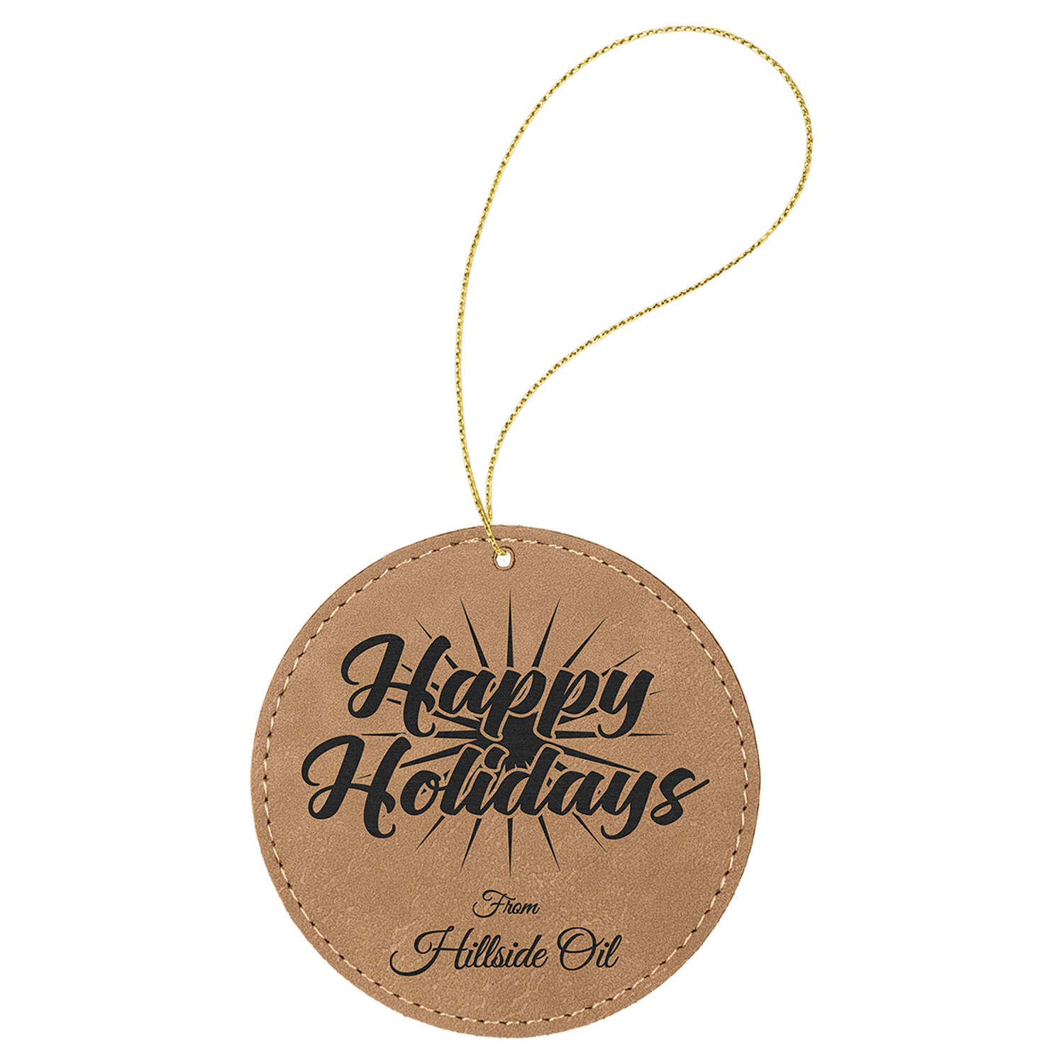 Light Brown Leatherette Round Ornament
