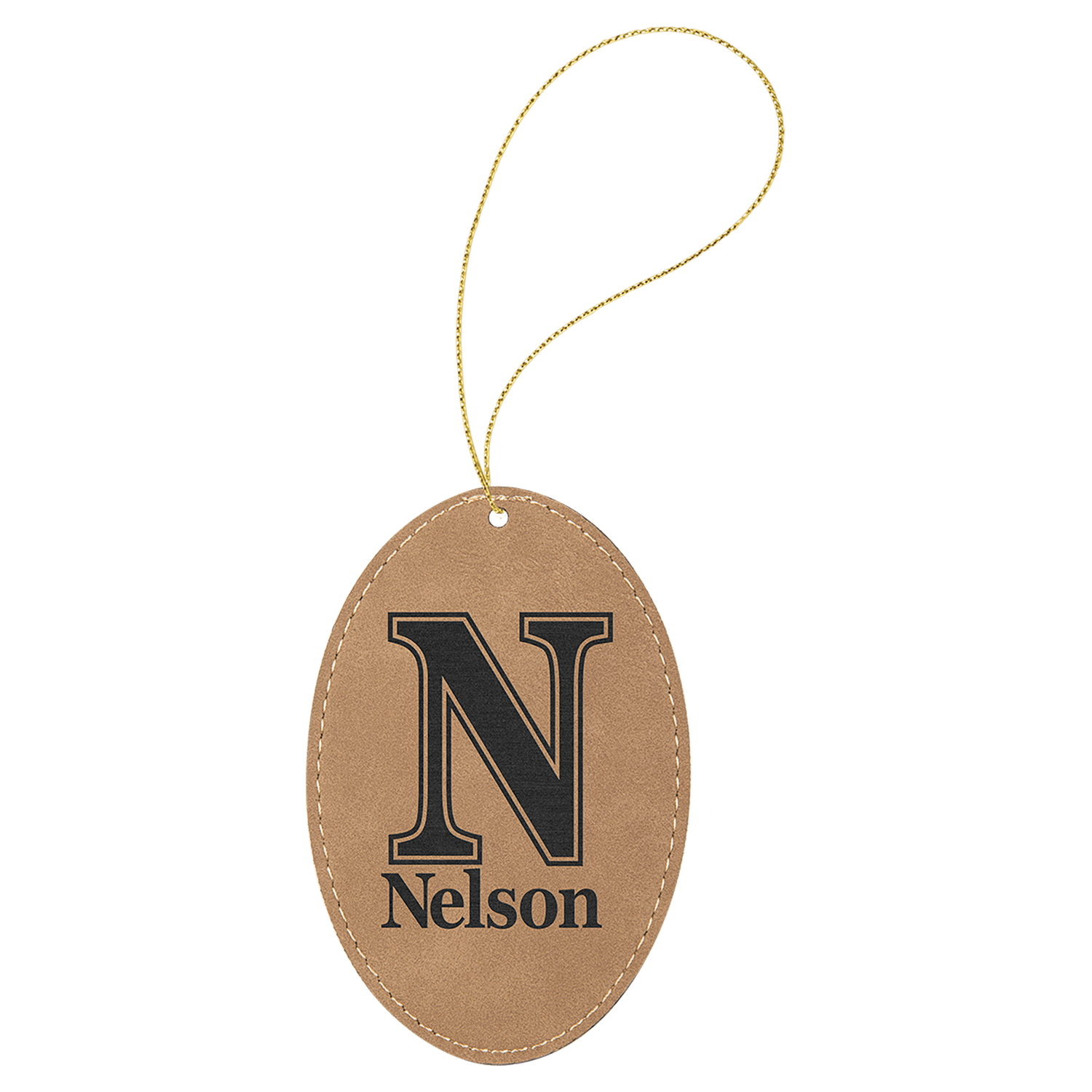 Light Brown Leatherette Oval Ornament