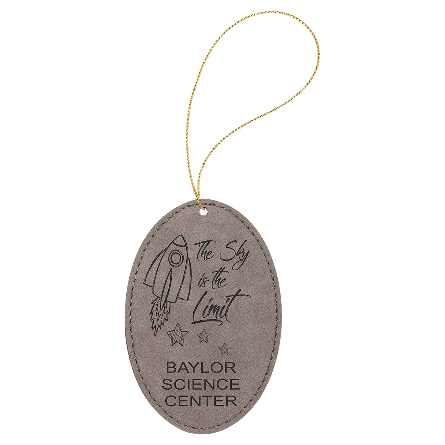Gray Leatherette Oval Ornament