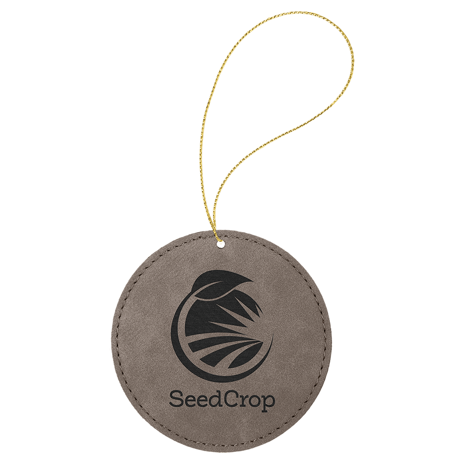 Gray Leatherette Round Ornament