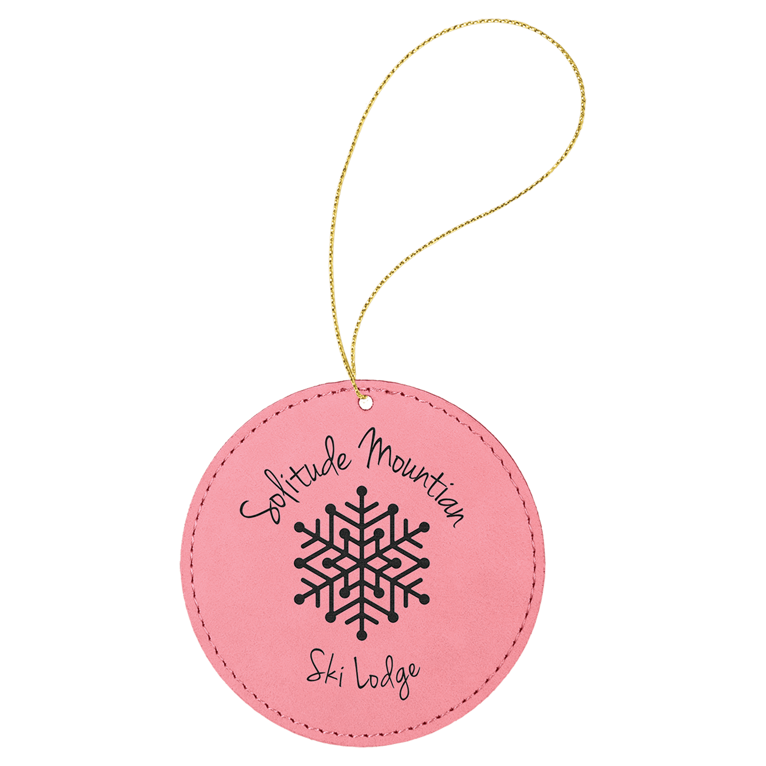 Pink Leatherette Round Ornament